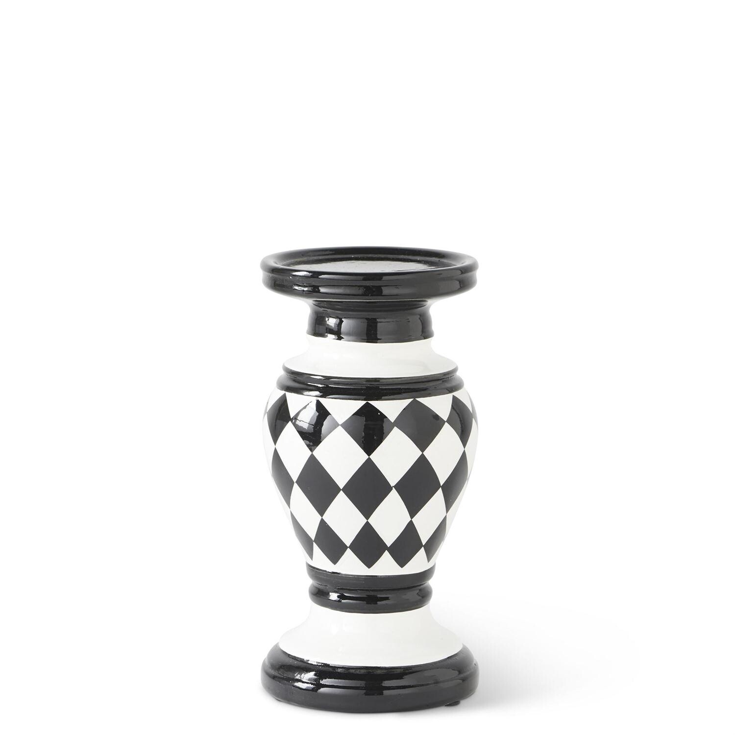 Black &amp; White Harlequin Ceramic Candleholder, Size: Small