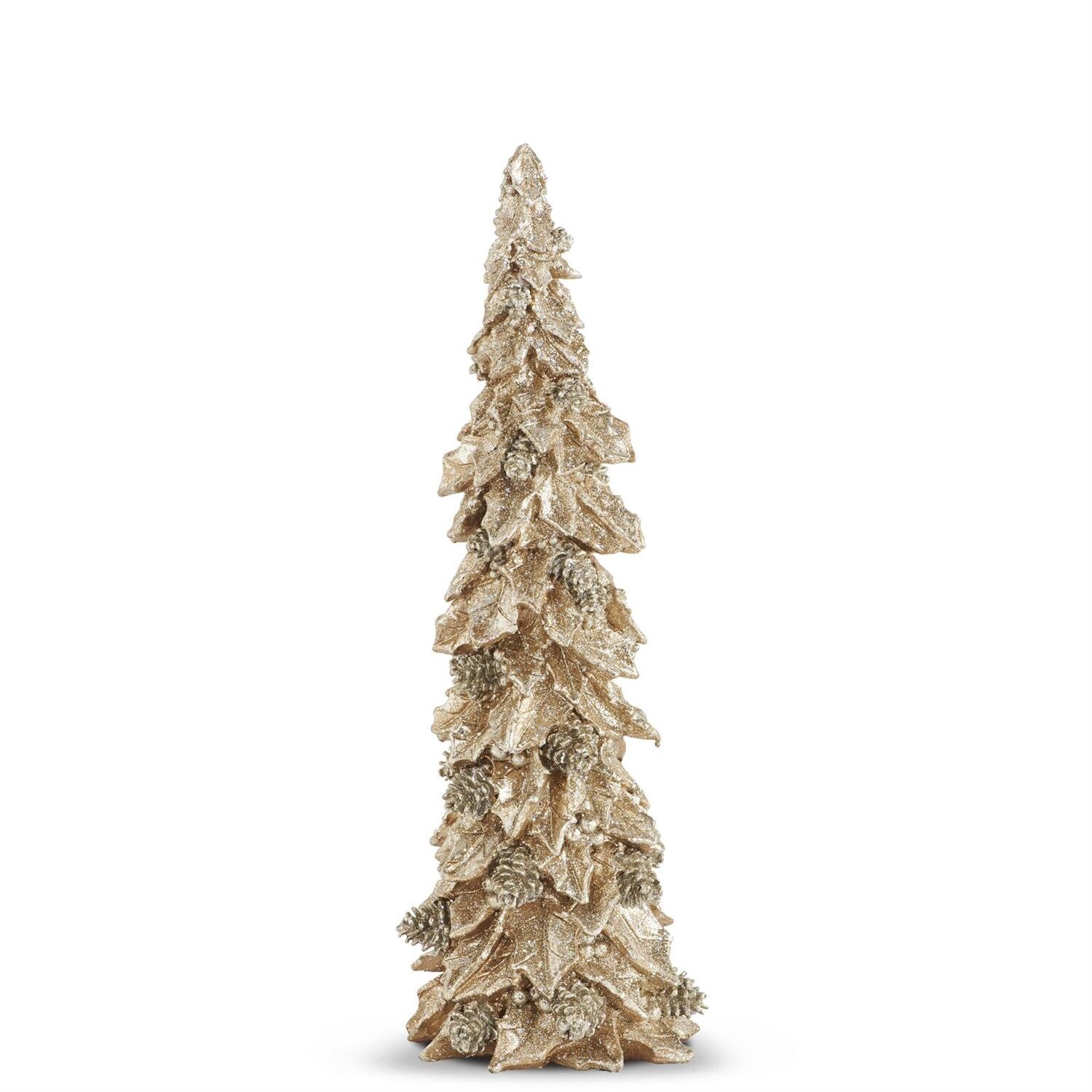 Gold Holly Leaf Christmas Tree, Size: 15.5 Inch