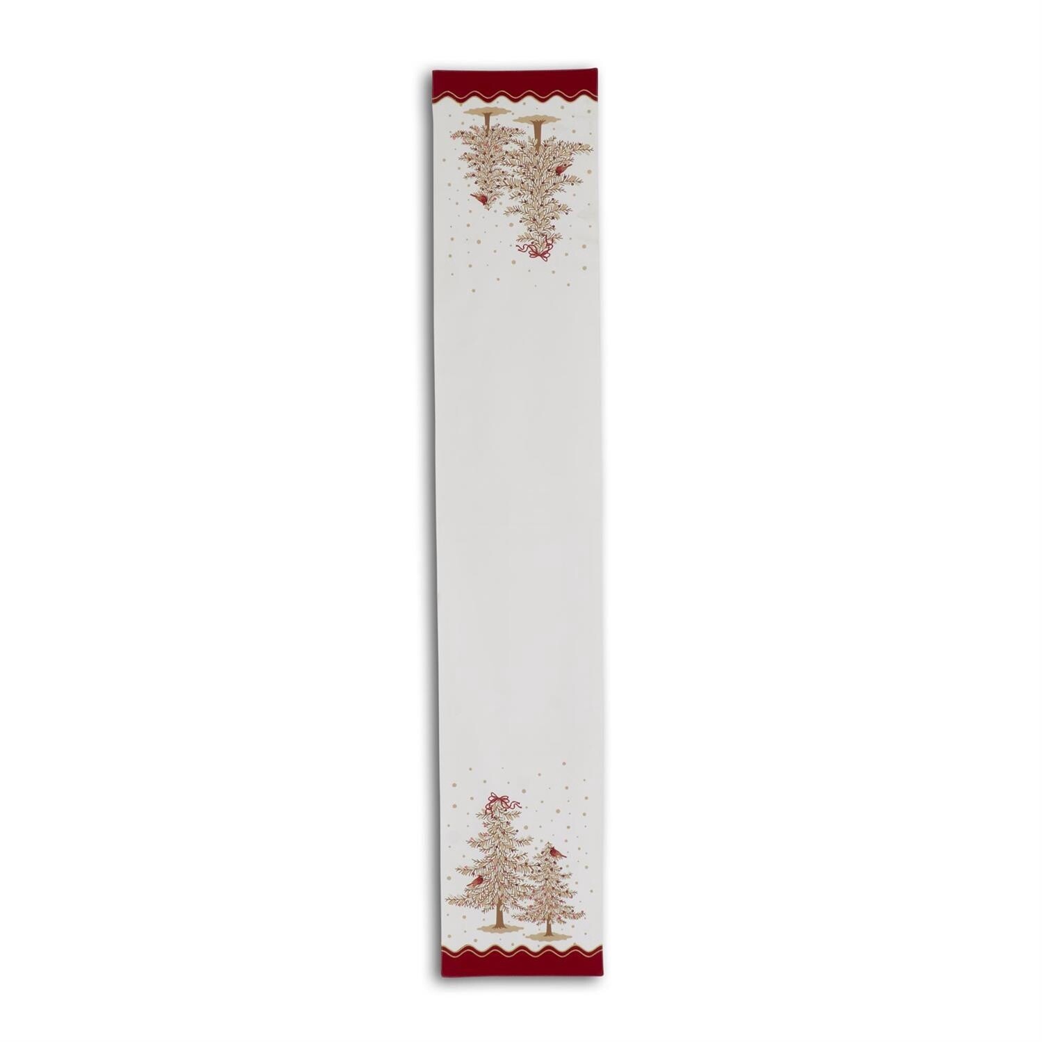 72 Inch Cardinals &amp; Trees Table Runner w/Sequins