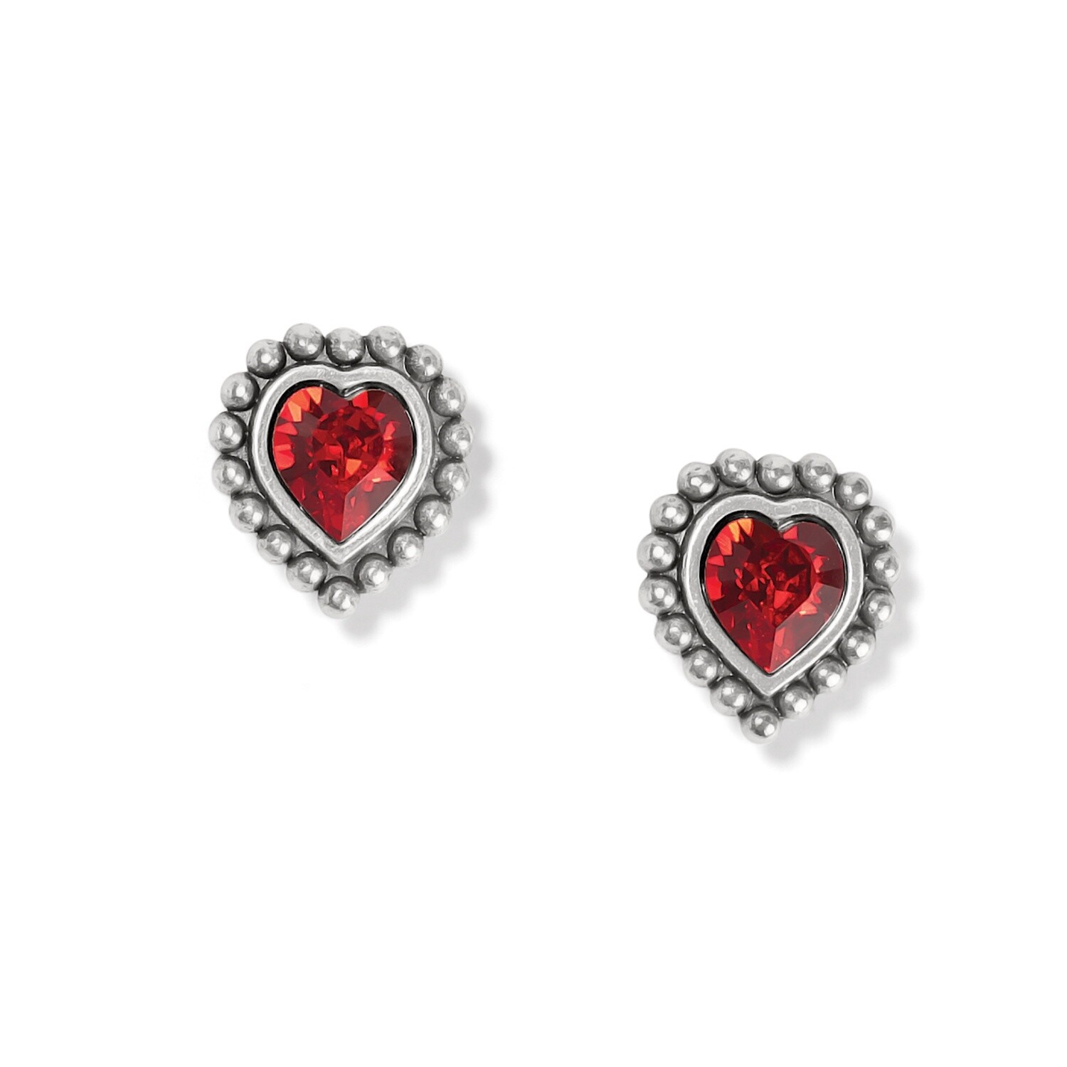 Colored Shimmer Heart Mini Post Earrings, Colour: Red
