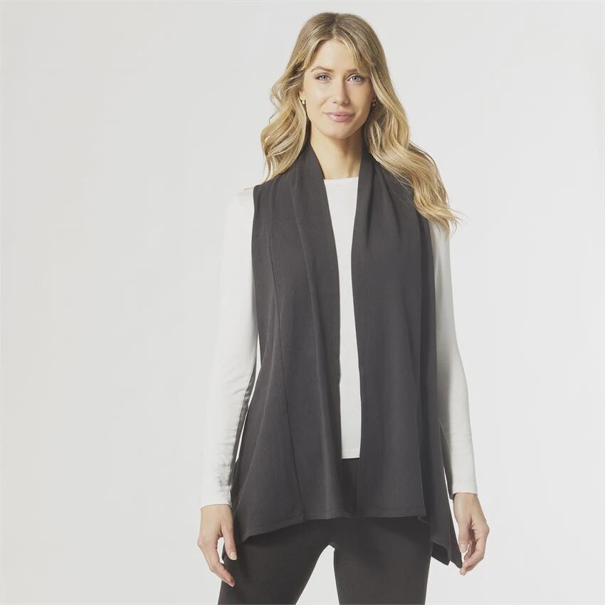Weekend Brushed Drape Vest - Black