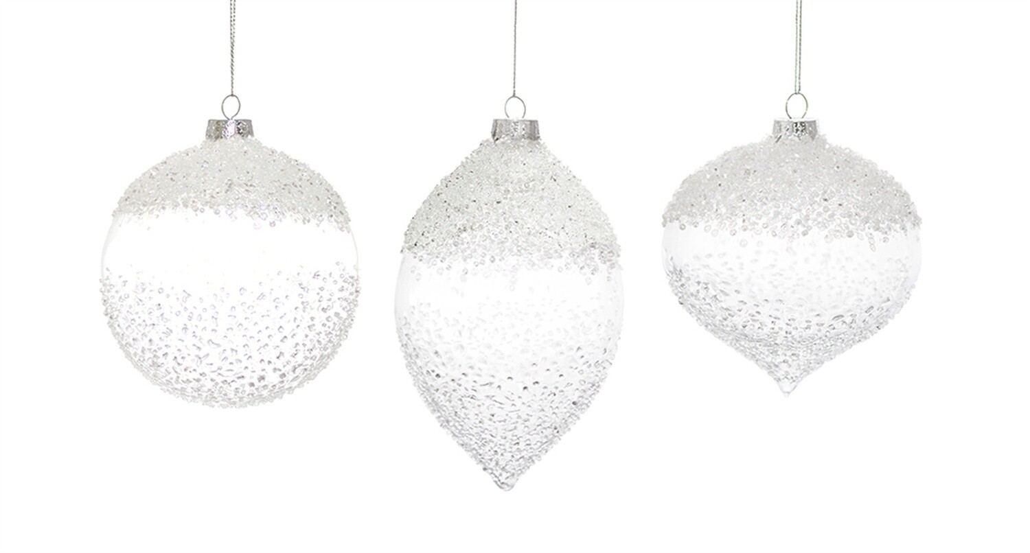 Large White Glitter Ornament