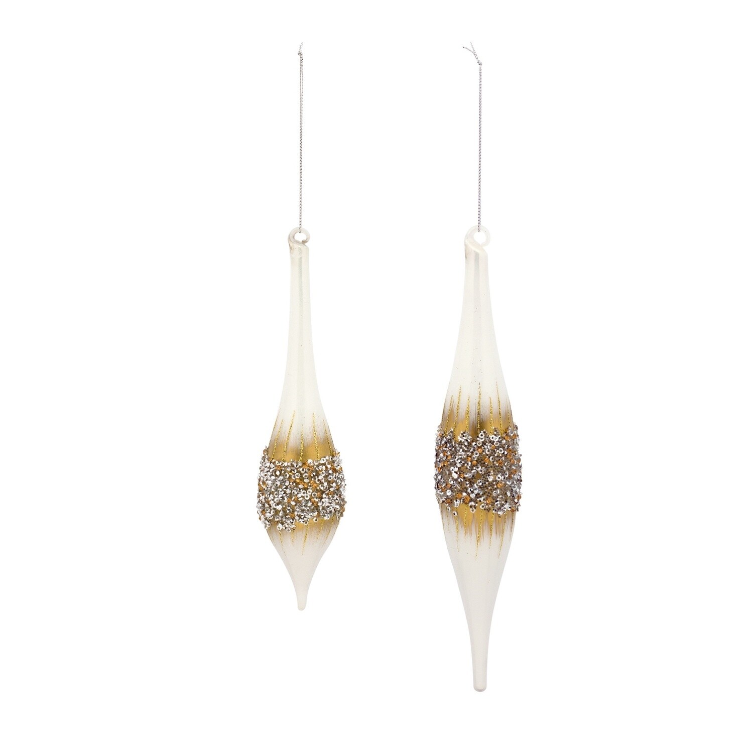 White and Gold Drop Ornament