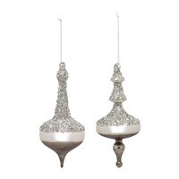 Silver Glitter Drop Ornament