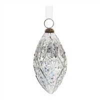 Silver Glass Drop Ornament