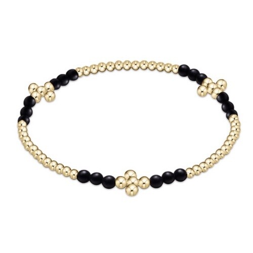 Signature Cross Gold Bliss Pattern 2.5mm Bead Bracelet - Matte Onyx