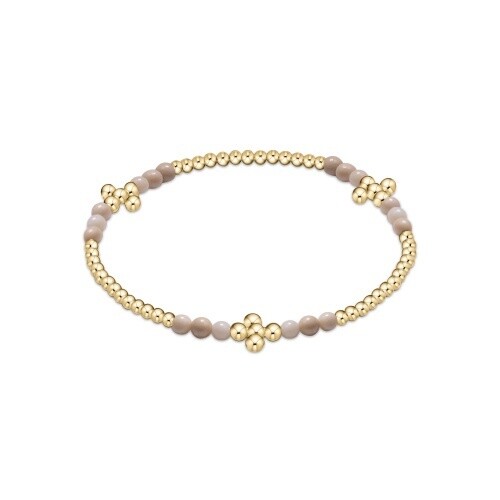 Signature Cross Gold Bliss Pattern 2.5mm Bead Bracelet - Riverstone