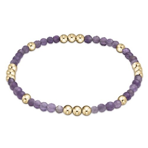 Worthy Pattern 3mm Bead Bracelet - Amethsyt