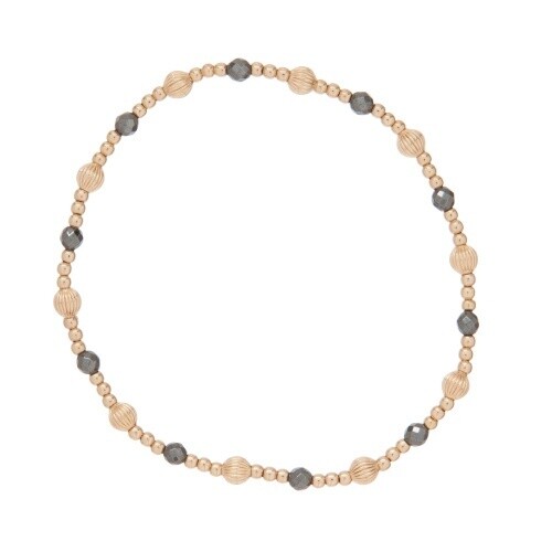 Dignity Sincerity Pattern 4mm Bead Bracelet - Faceted Hematite