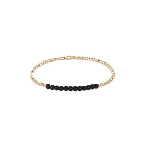 Gold Bliss 2mm Bead Bracelet - Matte Onyx