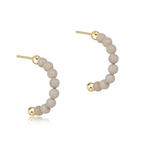 Beaded Gemstone 1&quot; Post Hoop - 3mm Riverstone
