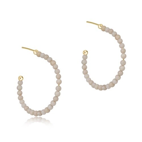 Beaded Gemstone 1.25&quot; Post Hoop - 3mm Riverstone