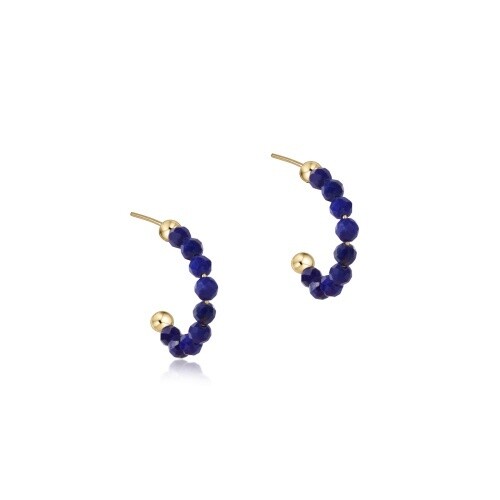 Beaded Gemstone 1&quot; Post Hoop - 3mm Lapis