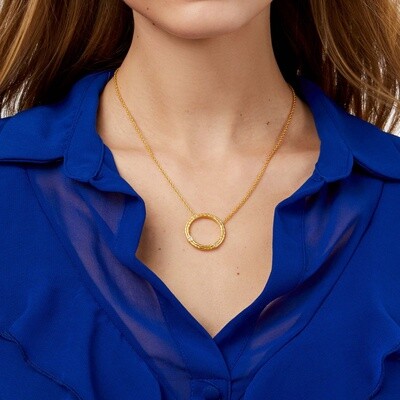 Julie Vos Astor delicate CZ pendant necklace with adjustable rope chain worn in a lifestyle setting