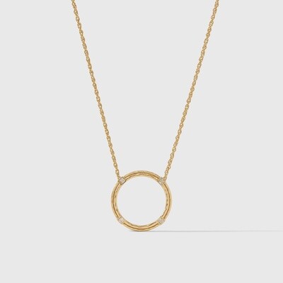 Julie Vos Astor pendant necklace with cubic zirconia stone on adjustable rope chain, displayed on neutral background
