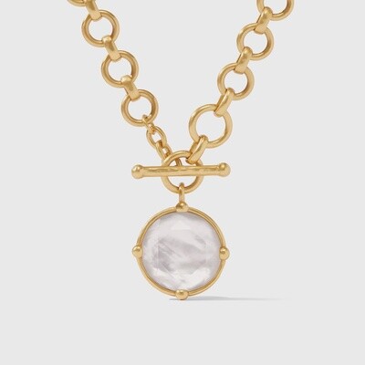 Julie Vos Honeybee Demi reversible pendant necklace in 24k gold with citrine stone on neutral background