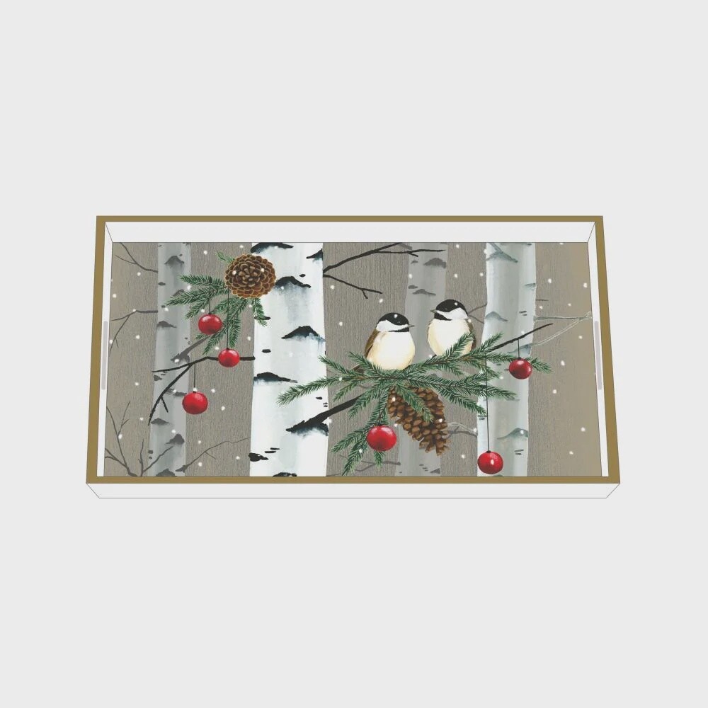 Birch &amp; Birds Wood Vanity Tray