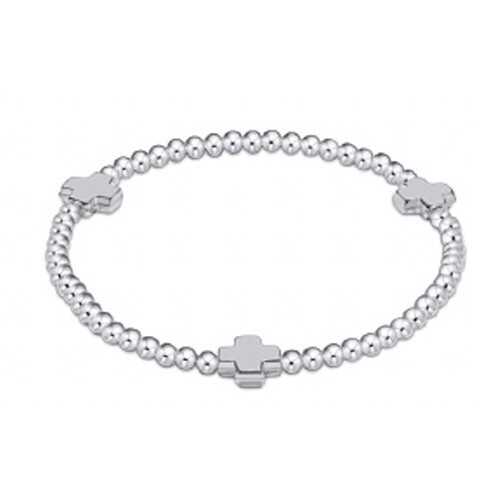 Extends - Signature Cross Sterling Pattern 3mm Bead Bracelet - Sterling