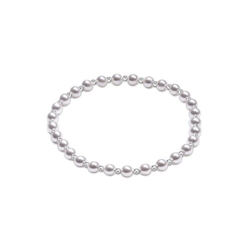 Classic Grateful Pattern Sterling 4mm Bead Bracelet - Pearl