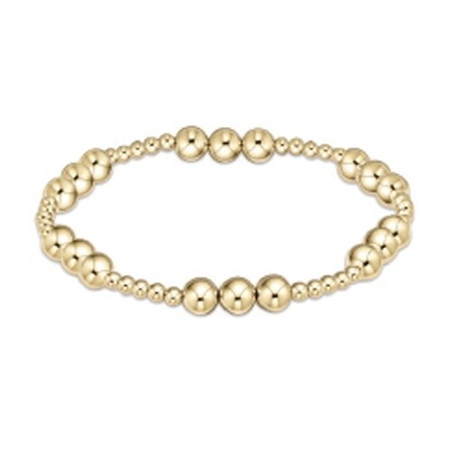 Extends - Classic Joy Pattern 6mm Bead Bracelet - Gold