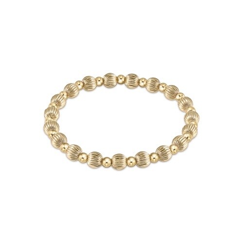 Extends - Dignity Grateful Pattern 6mm Bead Bracelet - Gold