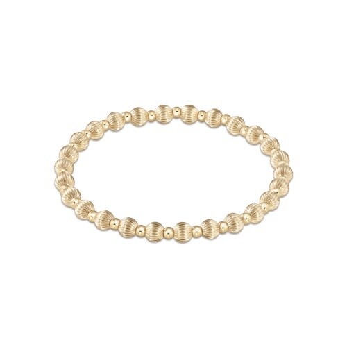 Extends - Dignity Grateful Pattern 5mm Bead Bracelet - Gold