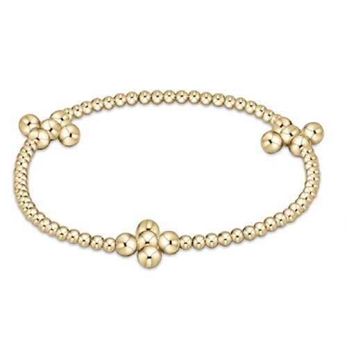 Extends - Signature Cross Gold Pattern 2.5mm Bead Bracelet - 4mm Bead Gold