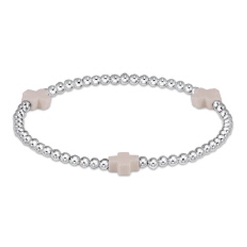 Extends - Signature Cross Sterling Pattern 3mm Bead Bracelet - Off-White