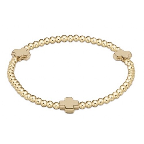 Extends - Signature Cross Gold Pattern 3mm Bead Bracelet - Gold