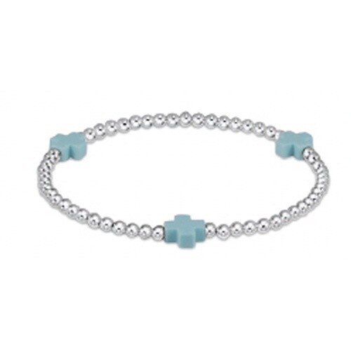 Extends - Signature Cross Sterling Pattern 3mm Bead Bracelet - Turquoise