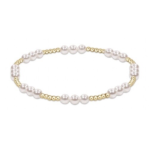 Extends - Classic Joy Pattern 4mm Bead Bracelet - Pearl