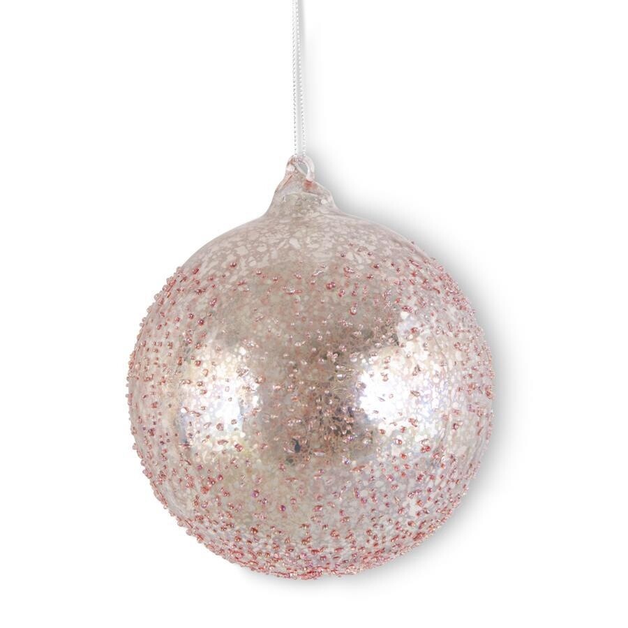 4.75 Inch Light Pink Textured Mercury Glass Teardrop Ornament
