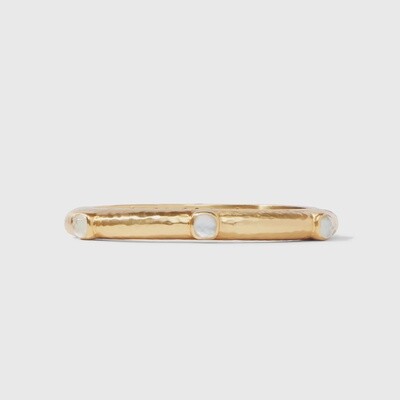 Julie Vos Catalina Stone Hinge Bangle in 24K gold with rose-cut glass stone, displayed against a neutral background