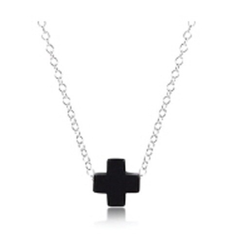 16&quot; Necklace Sterling - Signature Cross Onyx