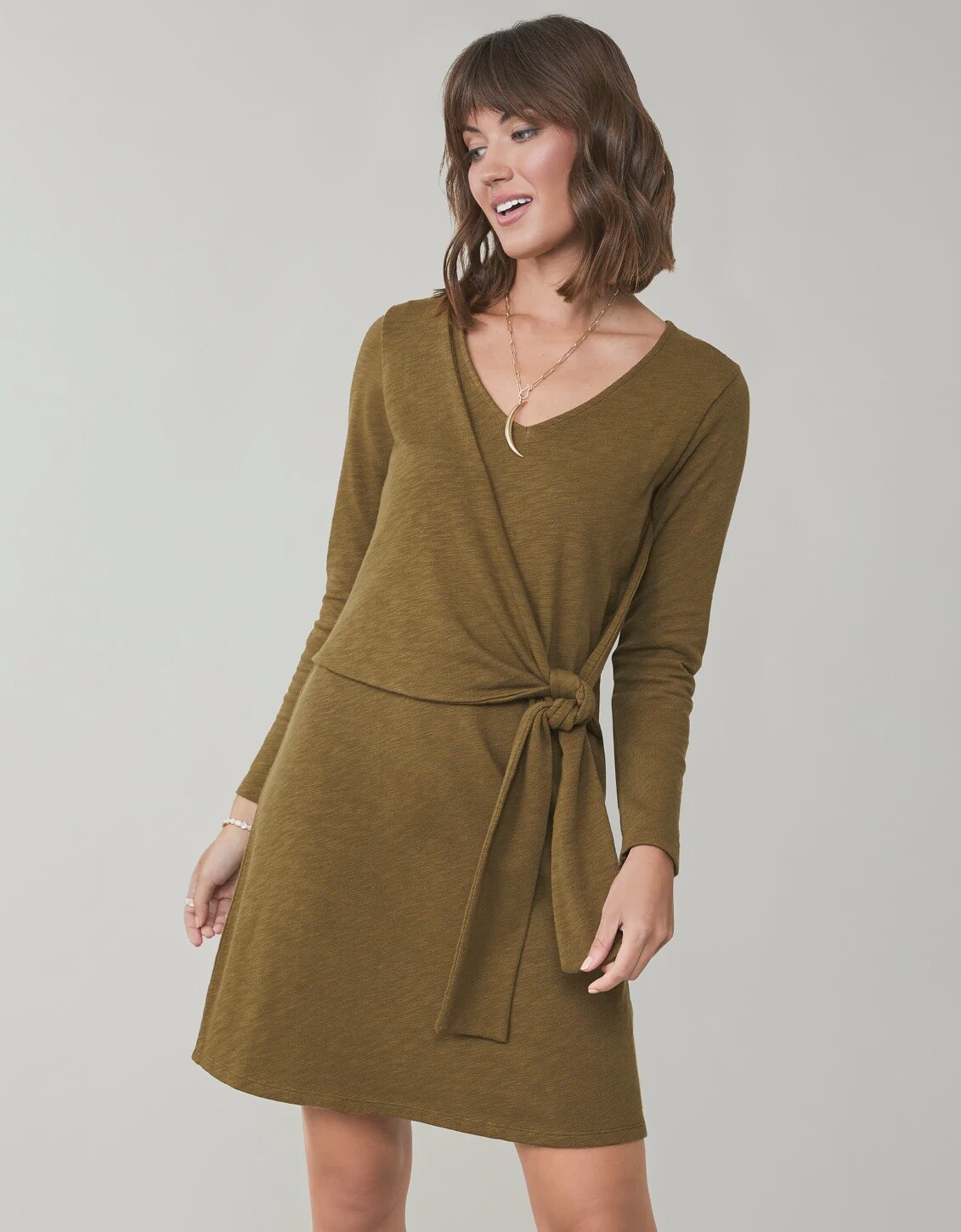 Deanna Wrap Dress Olive, Size: XSmall