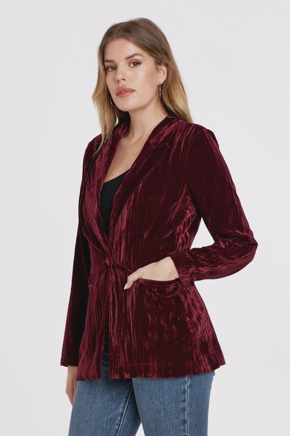 WYLIE BLAZER JACKET RED PLUM