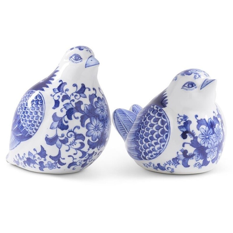 Porcelain White and Blue Floral Bird