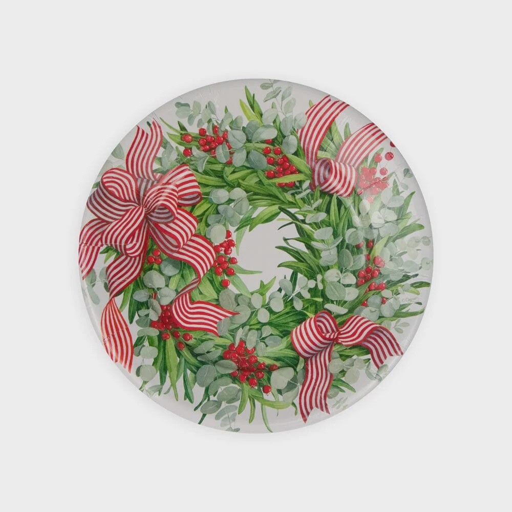Ribbon Stripe Wreath Salad/Dessert Plates