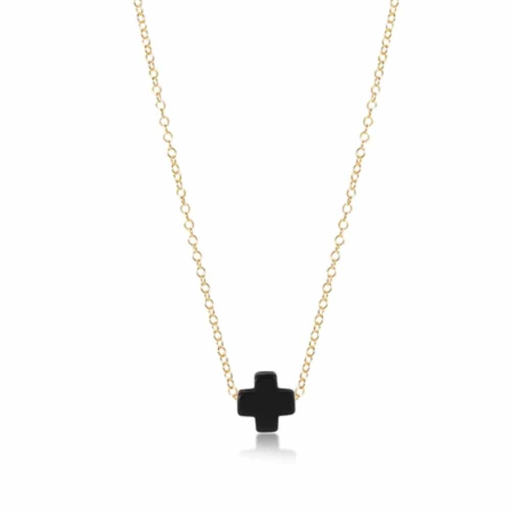 16&quot; Necklace Gold - Signature Cross Onyx