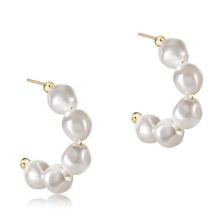 Beaded 1&quot; Post Hoop - Admire Pearl