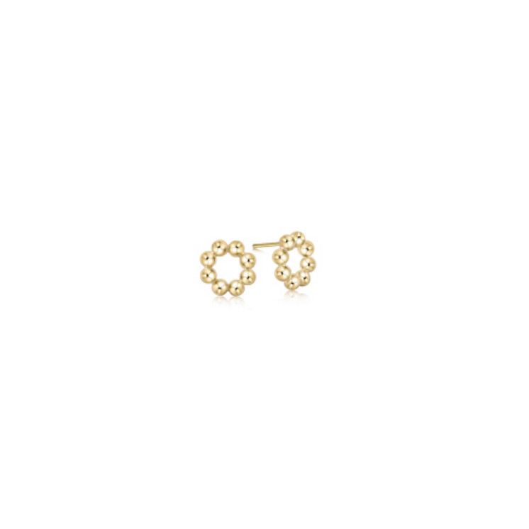 Classic Beaded Halo Stud - 3mm Bead Gold