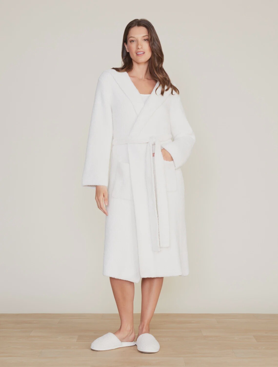 CozyChic Ribbed Hooded Robe, Colour: Cream
