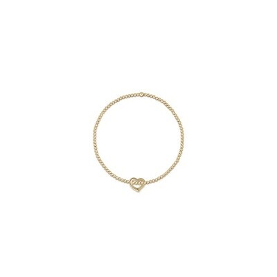 Classic Gold 2mm Bead Bracelet - Love Small Gold Charm