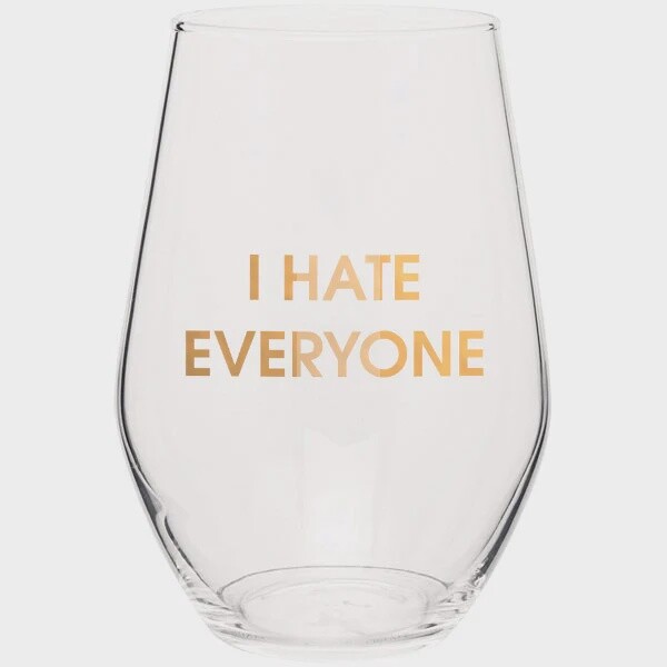 I Hate Everyone - Gold Foil Stemless Wine Glass