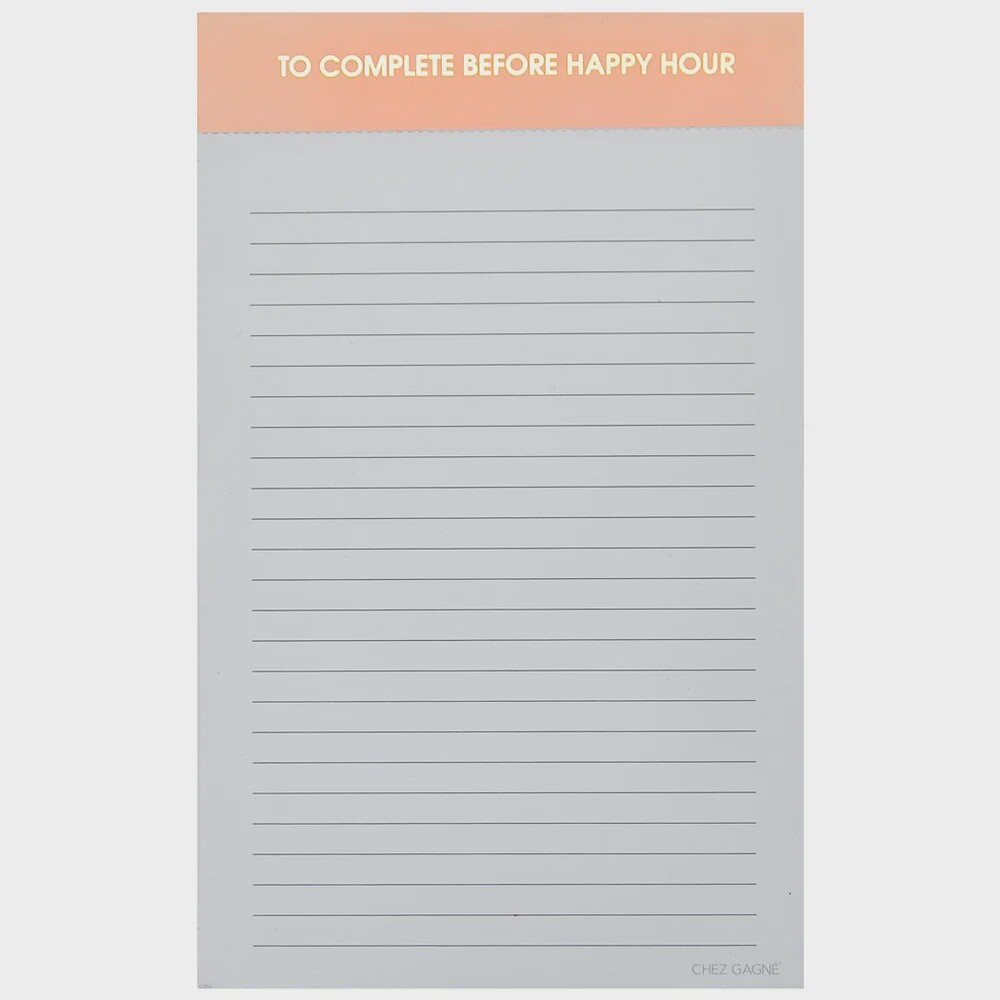 Chez Gagne Lined Notepad, Description: To Complete Before Happy Hour