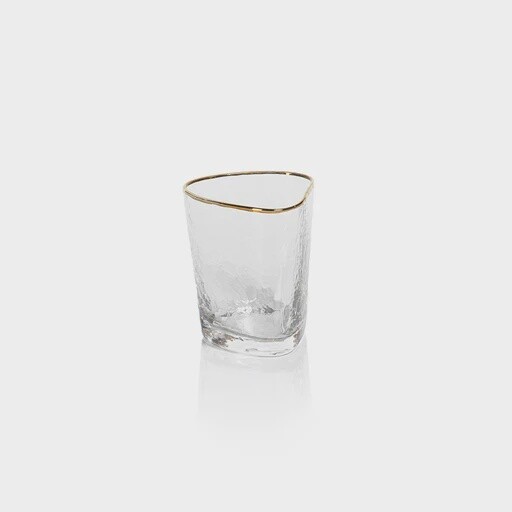 Aperitivo Triangular Double Old Fashioned Glass, Colour: Gold Rim