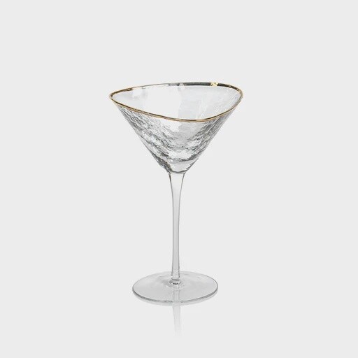 Aperitivo Triangular Martini Glass, Colour: Gold Rim