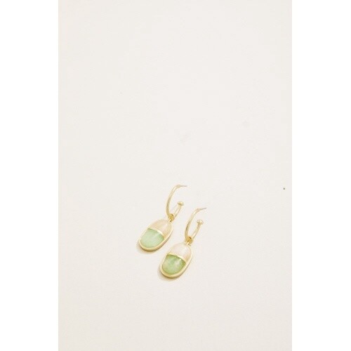 Twofold Earrings White/Jade