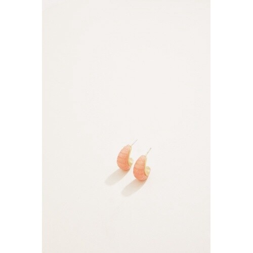 Carved Hoop Earrings Coral