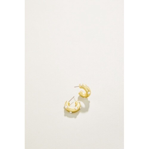 Chubby Hoop Earrings Pearl